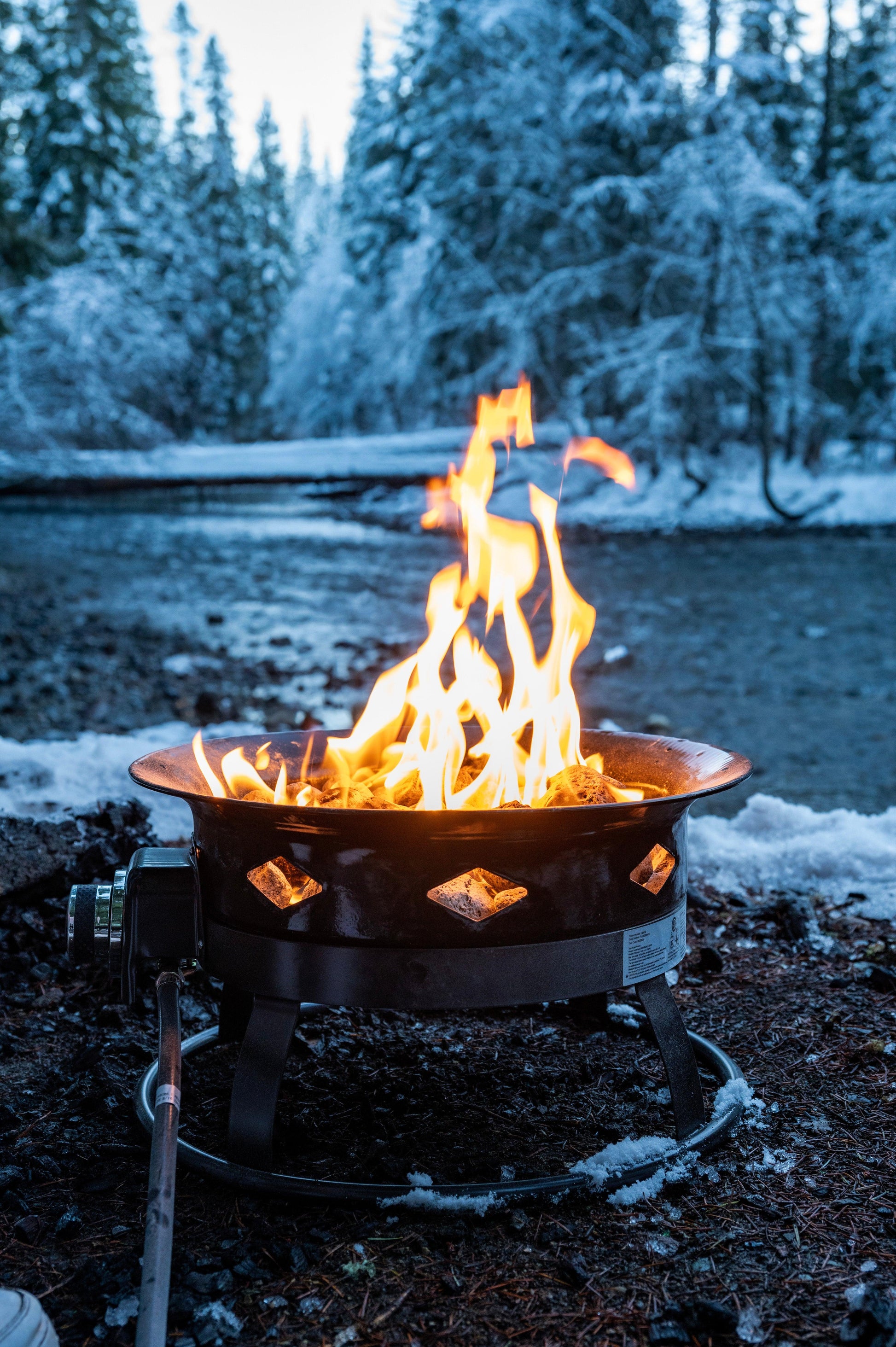Flame King Outdoor Portable Propane Gas 19″ Fire Pit Bowl with Self Igniter Cover Carry Straps - Skoutley Outdoors LLC