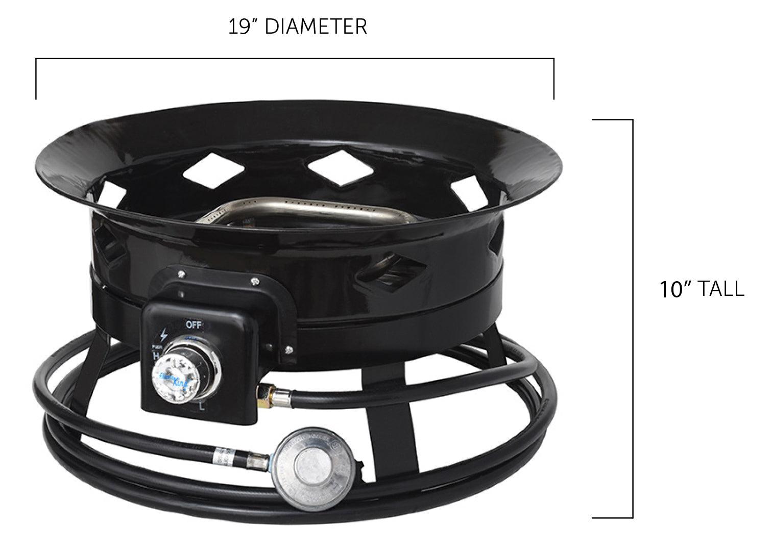 Flame King Outdoor Portable Propane Gas 19″ Fire Pit Bowl with Self Igniter Cover Carry Straps - Skoutley Outdoors LLC
