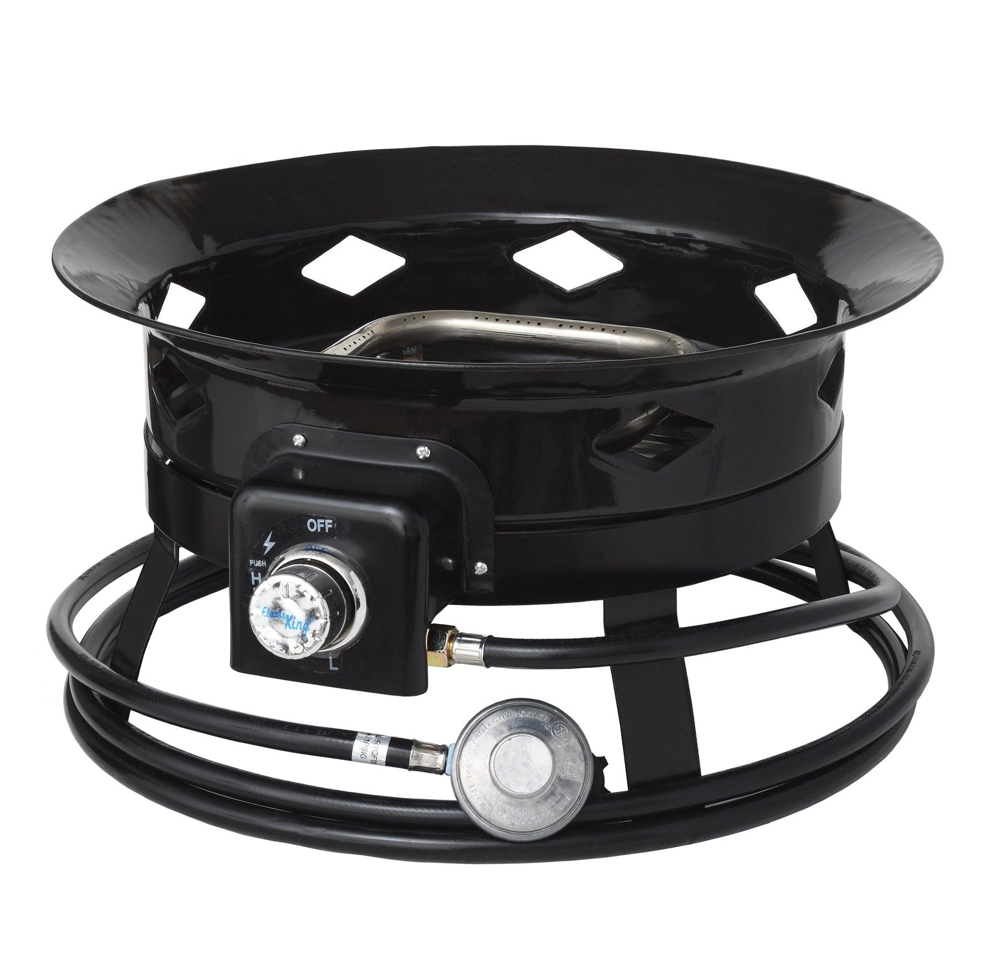 Flame King Outdoor Portable Propane Gas 19″ Fire Pit Bowl with Self Igniter Cover Carry Straps - Skoutley Outdoors LLC