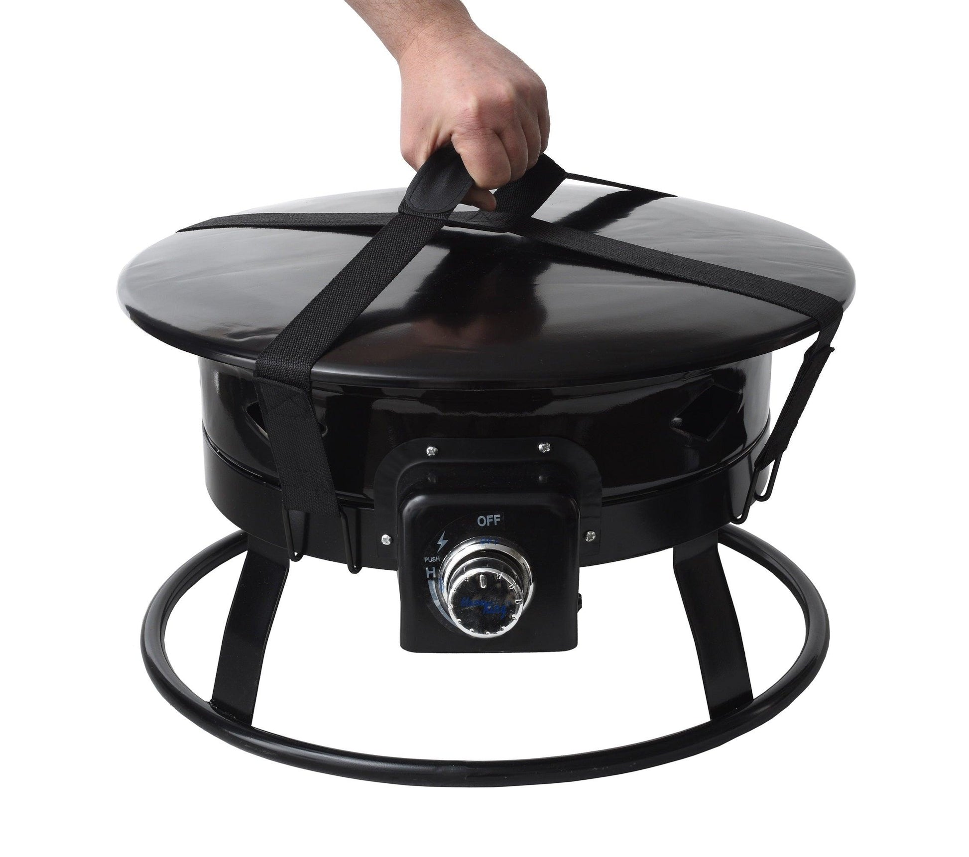 Flame King Outdoor Portable Propane Gas 19″ Fire Pit Bowl with Self Igniter Cover Carry Straps - Skoutley Outdoors LLC