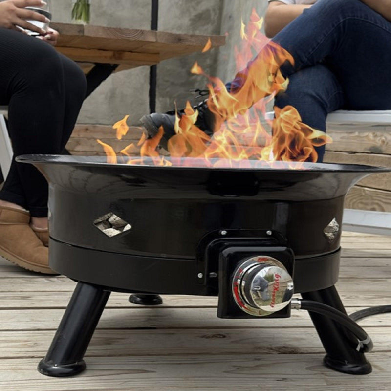 Load image into Gallery viewer, Flame King Outdoor Portable Propane Gas 24&quot; Fire Pit Bowl with Self Igniter Cover Carry Straps
