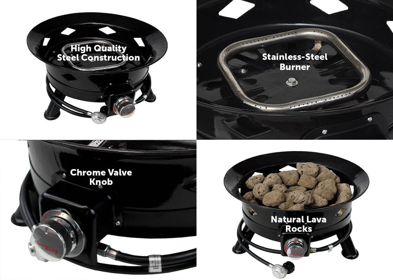 Load image into Gallery viewer, Flame King Outdoor Portable Propane Gas 24&quot; Fire Pit Bowl with Self Igniter Cover Carry Straps

