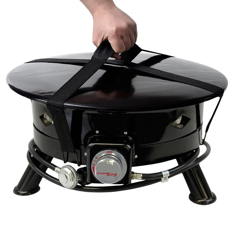 Load image into Gallery viewer, Flame King Outdoor Portable Propane Gas 24&quot; Fire Pit Bowl with Self Igniter Cover Carry Straps
