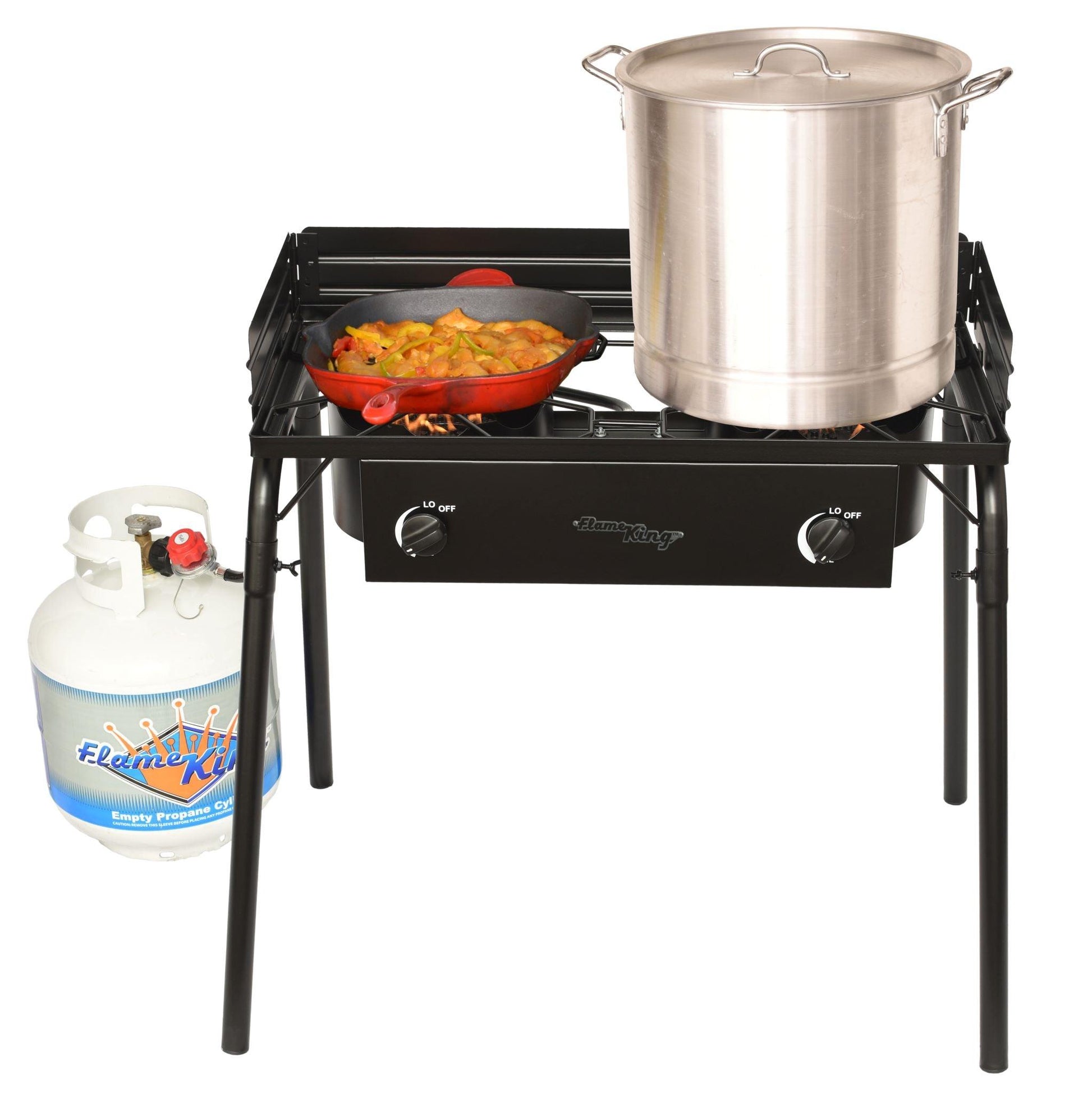 Flame King Outdoor Propane Double Dual Burner Cooker Stove - Skoutley Outdoors LLC