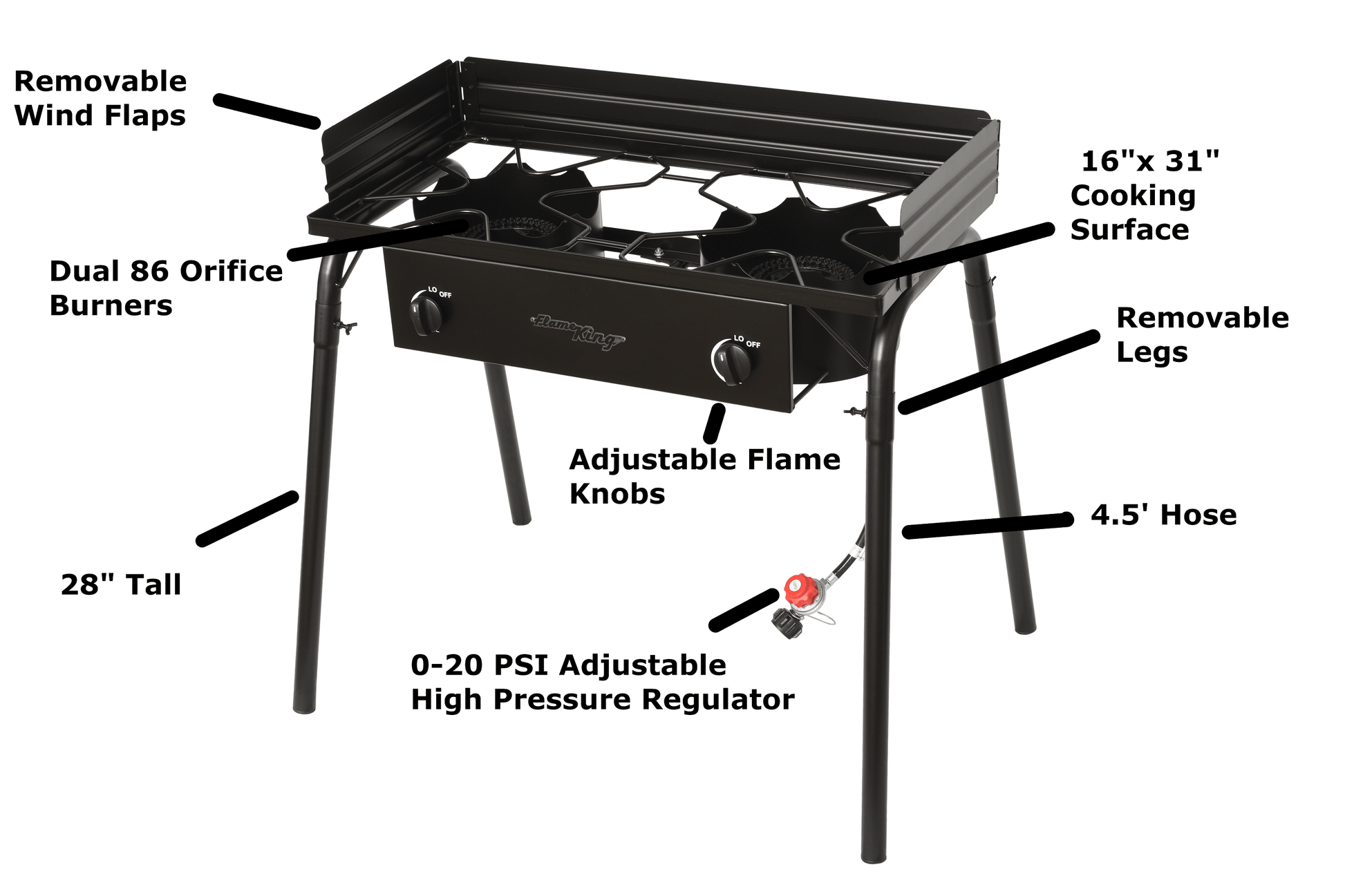 Flame King Outdoor Propane Double Dual Burner Cooker Stove - Skoutley Outdoors LLC