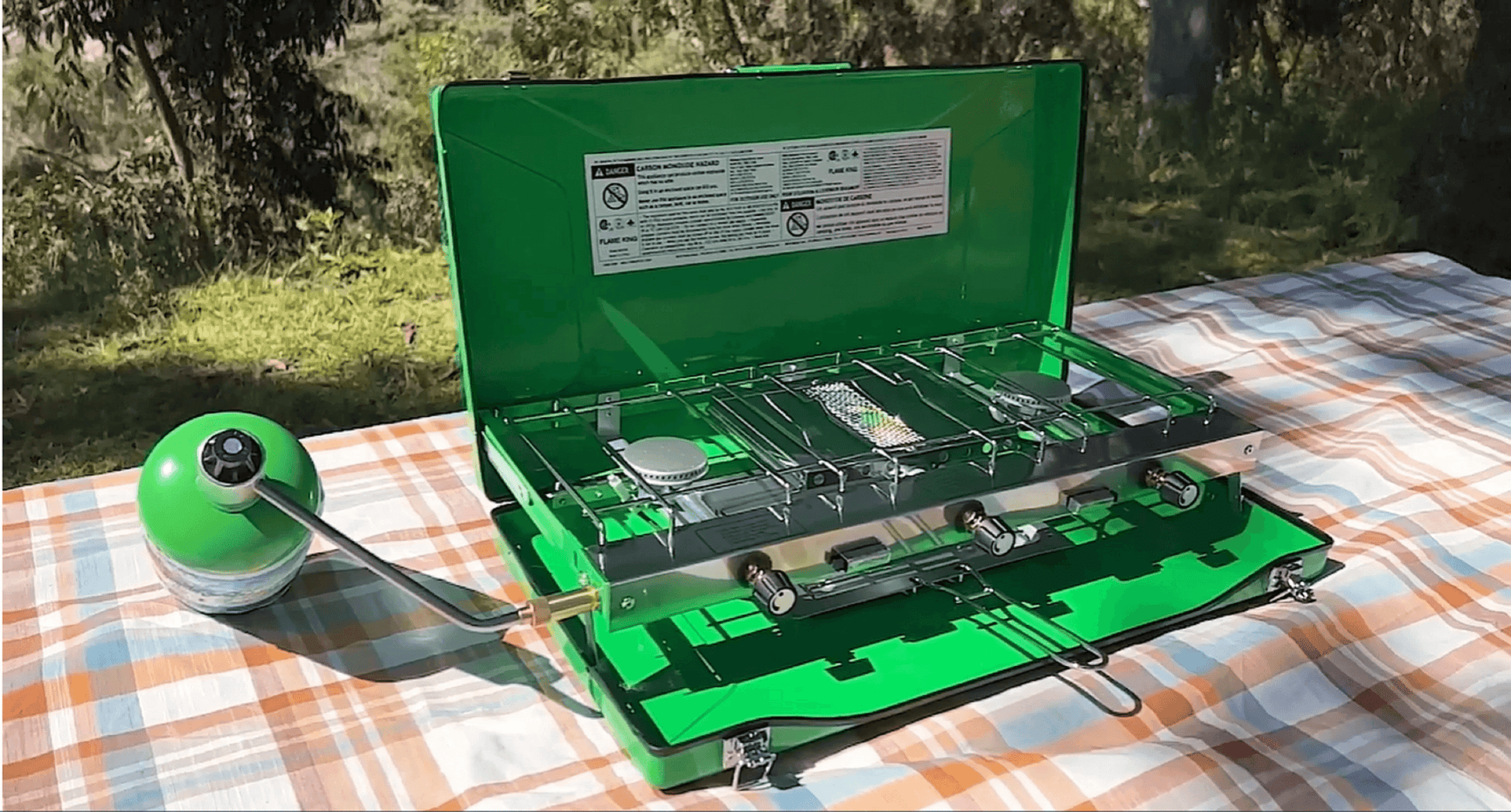 Flame King Portable 3 Burner Grill Propane Gas Camping Stove Toast Tray - Skoutley Outdoors LLC