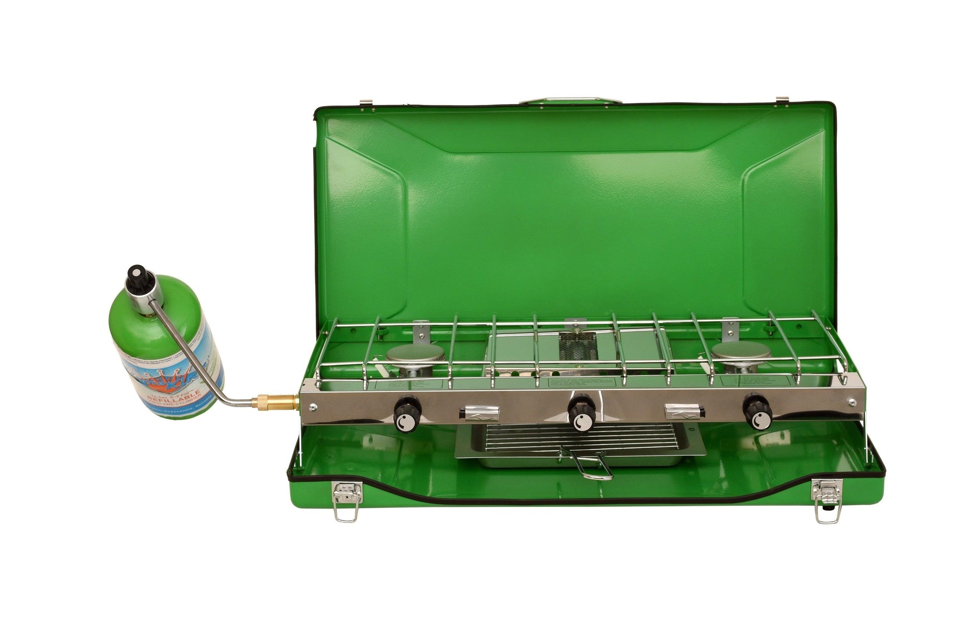 Flame King Portable 3 Burner Grill Propane Gas Camping Stove Toast Tray - Skoutley Outdoors LLC