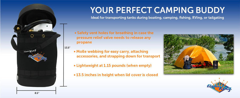 Load image into Gallery viewer, Flame King Propane Gas Hauler Kit 5lb Propane Tank, Adapter Hose and Insulated Protective Carry Case

