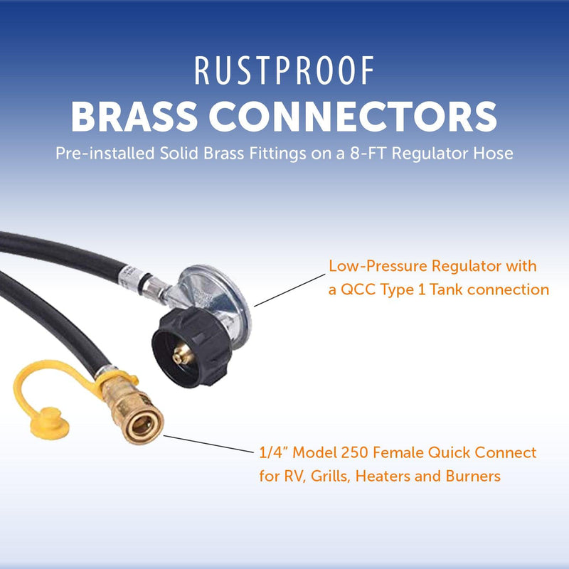 Load image into Gallery viewer, Flame King Propane Regulator Hose with Quick Connect – 8 feet
