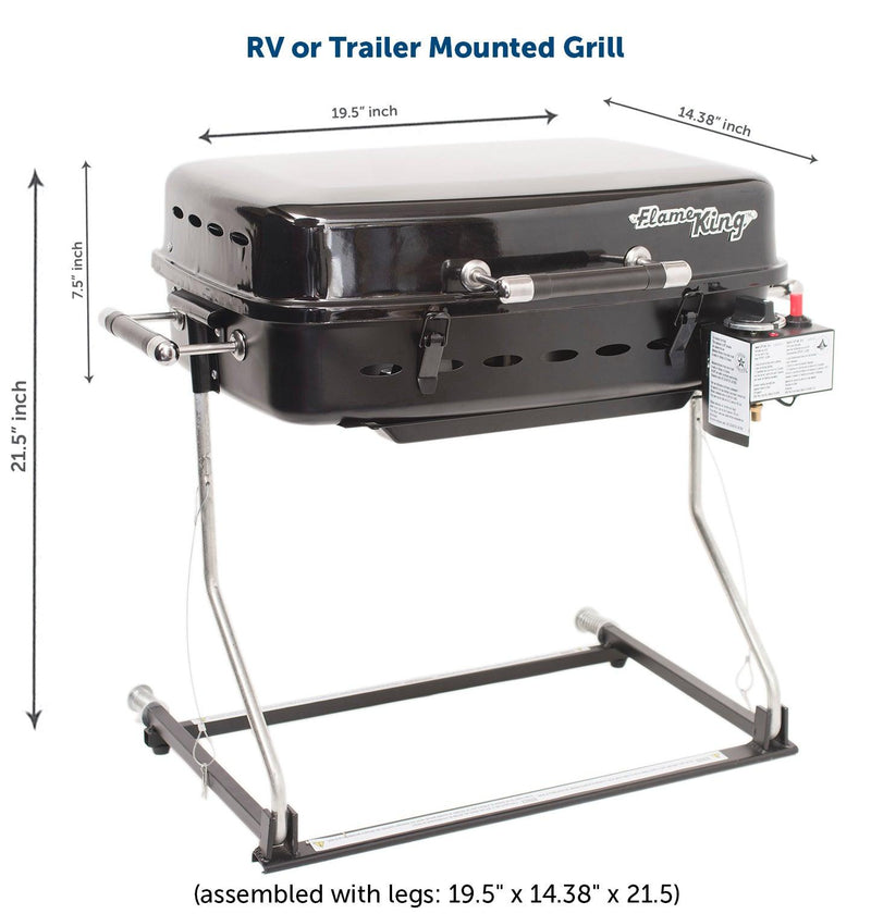 Load image into Gallery viewer, Flame King RV Trailer Mounted Grill BBQ with Carry Bag
