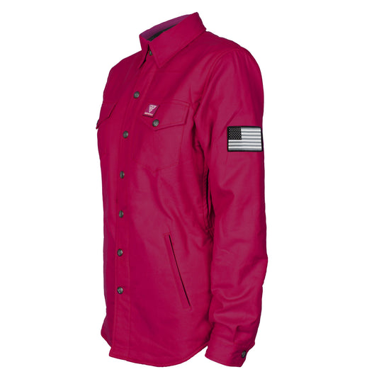 Protective Flannel Shirt for Women - Red Maroon Solid