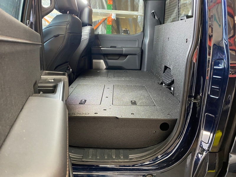Load image into Gallery viewer, Ford - F150 2021-Present - 14th Gen. SuperCrew - Second Row Seat Delete Plate System with Factory B&amp;O Subwoofer Center Wall with Exterior Port
