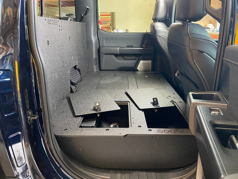 Load image into Gallery viewer, Ford Super Duty Ford - F250-F550 - 2023-Present - 5th Gen. Crew Cab - Second Row Seat Delete Plate System with Factory B&amp;O Subwoofer Center Wall with Exterior Port
