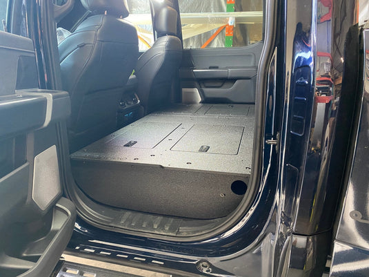 Ford Super Duty Ford - F250-F550 - 2023-Present - 5th Gen. Crew Cab - Second Row Seat Delete Plate System with Factory B&O Subwoofer Center Wall with Exterior Port