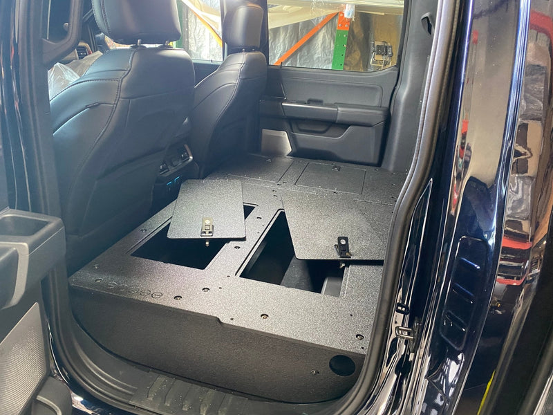 Load image into Gallery viewer, Ford Super Duty Ford - F250-F550 - 2023-Present - 5th Gen. Crew Cab - Second Row Seat Delete Plate System with Factory B&amp;O Subwoofer Center Wall with Exterior Port
