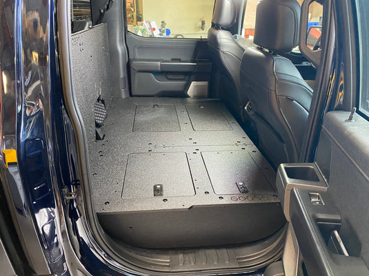 Ford Super Duty Ford - F250-F550 - 2023-Present - 5th Gen. Crew Cab - Second Row Seat Delete Plate System with Factory B&O Subwoofer Center Wall with Exterior Port