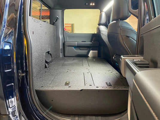 Ford Super Duty Ford - F250-F550 - 2023-Present - 5th Gen. Crew Cab - Second Row Seat Delete Plate System with Factory B&O Subwoofer Center Wall with Exterior Port