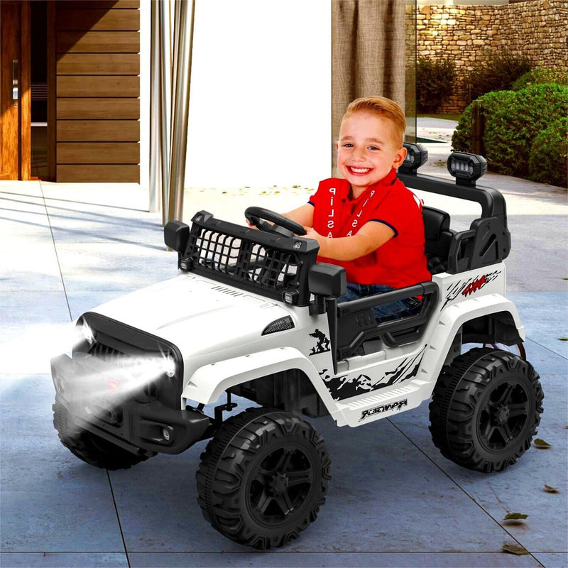 Load image into Gallery viewer, Jeep-Inspired 12V Ride-On Truck for Kids Ages 3-8, White
