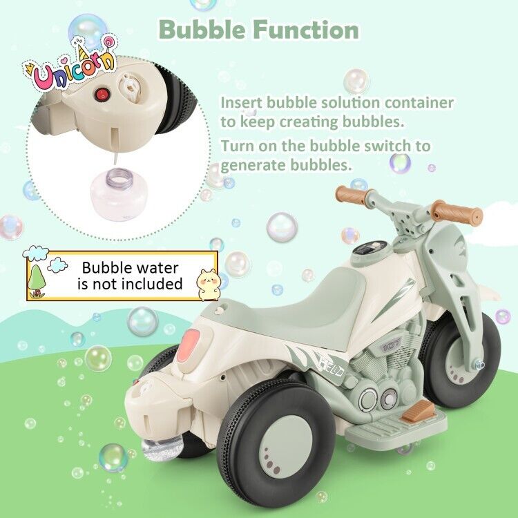 Load image into Gallery viewer, Fun and Exciting Electric Ride-On Motorcycle for Kids with Bubble Maker and Music - 6V Battery and Durable PP Wheels
