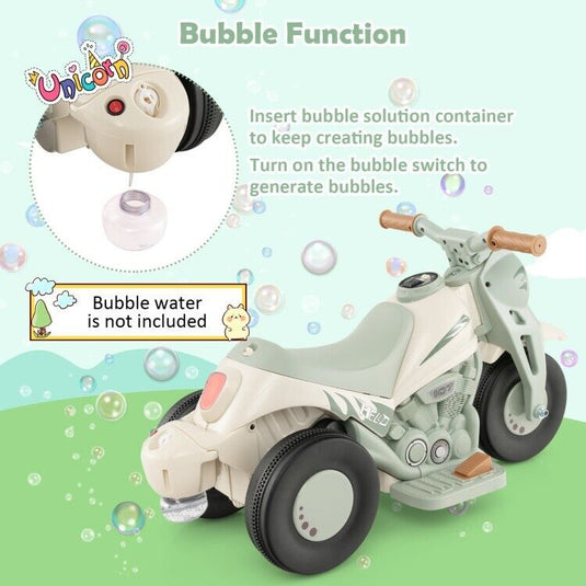 Fun and Exciting Electric Ride-On Motorcycle for Kids with Bubble Maker and Music - 6V Battery and Durable PP Wheels
