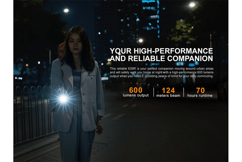 Load image into Gallery viewer, Fenix E09R Rechargeable High-Output Flashlight  - 600 Lumens
