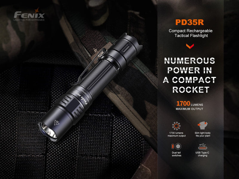 Load image into Gallery viewer, Fenix PD35R Compact Rechargeable Tactical Flashlight
