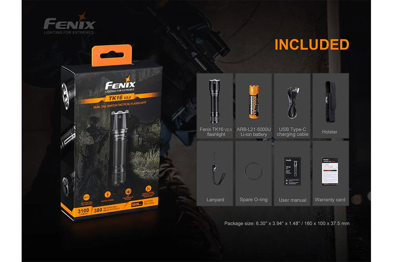 Load image into Gallery viewer, Fenix TK16 V2.0 Tactical Flashlight - 3100 Lumens
