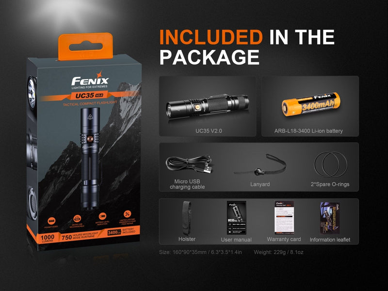 Load image into Gallery viewer, Fenix UC35 V2.0 LED Rechargeable EDC Flashlight
