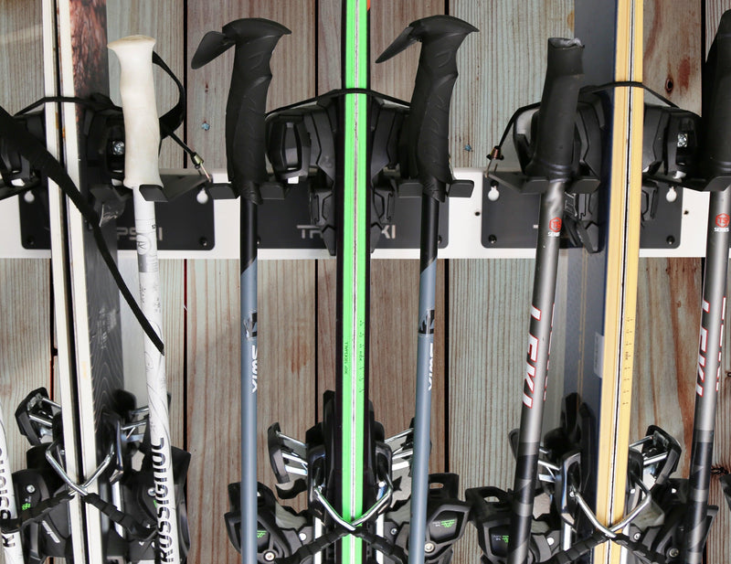 Load image into Gallery viewer, Garage Wall Rack Organizer for Yard Tools, Gear &amp; Equipment, Skis or Snowboard by Bindings

