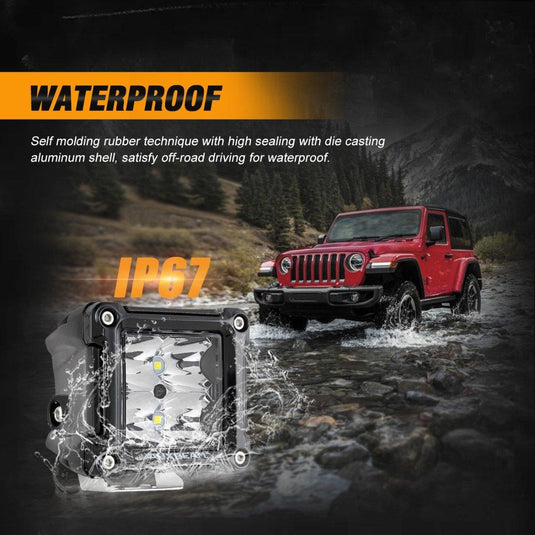 3 Inch LED Pods Light Spot/Flood Beam with Wiring Harness & LED Pod Lights Mounting Brackets Combo for 2014-2021 Polaris RZR 900 1000 ＆ TURBO RI