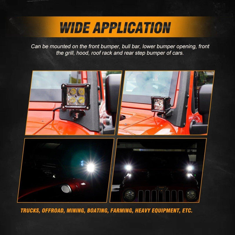 Load image into Gallery viewer, 3 Inch LED Pods Light Spot/Flood Beam with Wiring Harness &amp; LED Pod Lights Mounting Brackets Combo for 2014-2021 Polaris RZR 900 1000 ＆ TURBO RI
