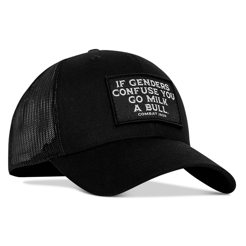 Load image into Gallery viewer, If Genders Confuse You, Go Milk A Bull Patch Snapback Hat
