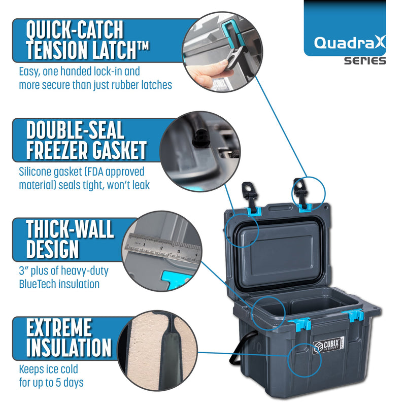 Load image into Gallery viewer, QuadraX 10QT Personal Cooler – Rotomolded Hard Cooler with 72-Hr Ice Retention &amp; Lifetime Warranty
