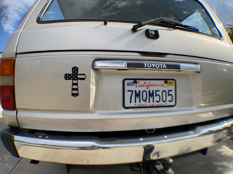 Load image into Gallery viewer, God and Country American Flag Cross Magnet
