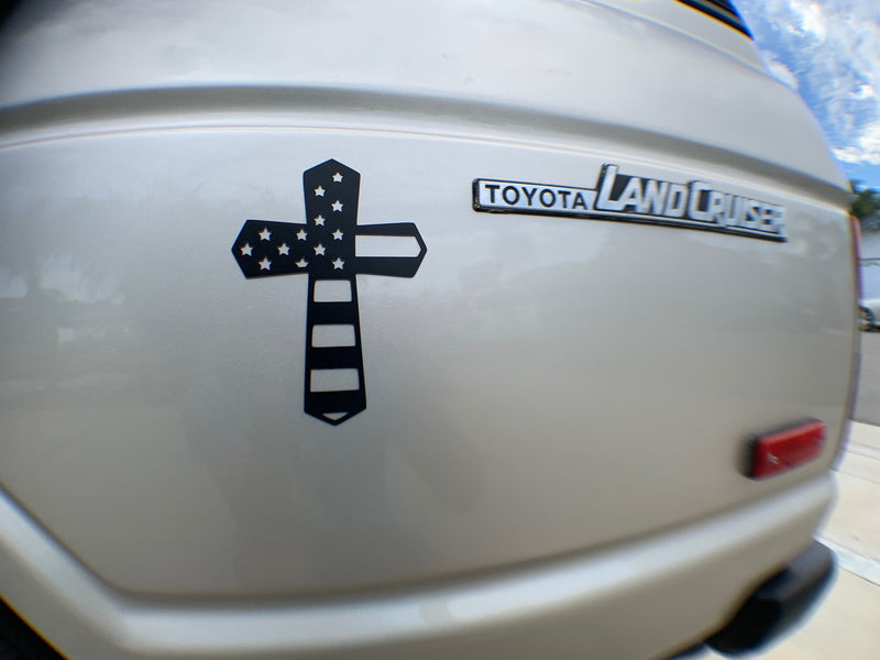 Load image into Gallery viewer, God and Country American Flag Cross Magnet
