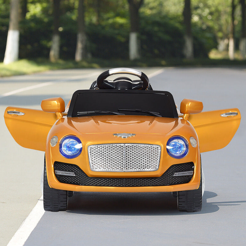 Load image into Gallery viewer, Gold 6V Kids Ride On Car with RC Remote Control, MP3 Player, and Opening Doors
