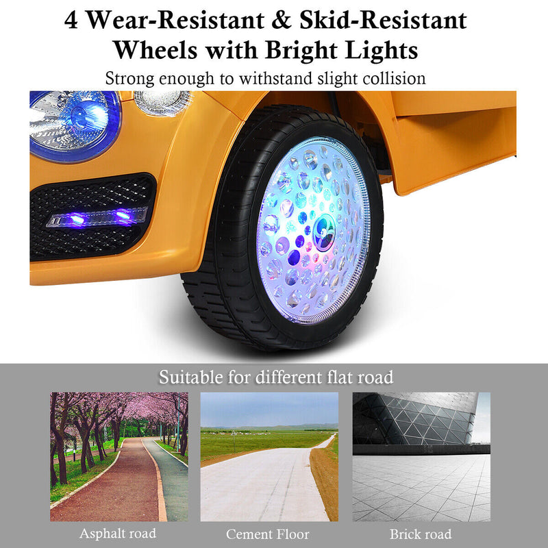 Load image into Gallery viewer, Gold 6V Kids Ride On Car with RC Remote Control, MP3 Player, and Opening Doors
