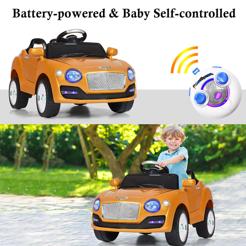 Load image into Gallery viewer, Gold 6V Kids Ride On Car with RC Remote Control, MP3 Player, and Opening Doors

