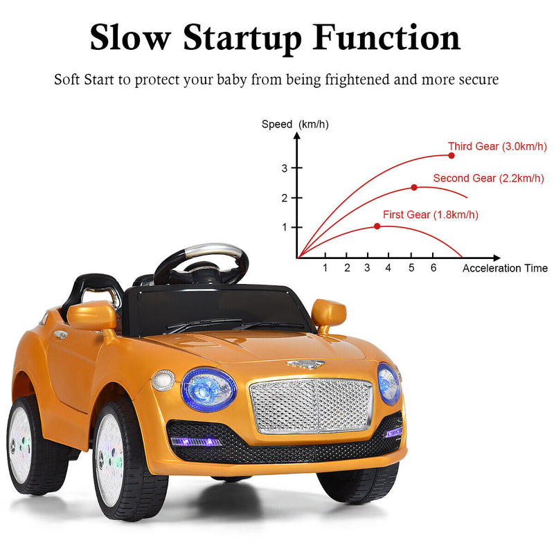 Load image into Gallery viewer, Gold 6V Kids Ride On Car with RC Remote Control, MP3 Player, and Opening Doors
