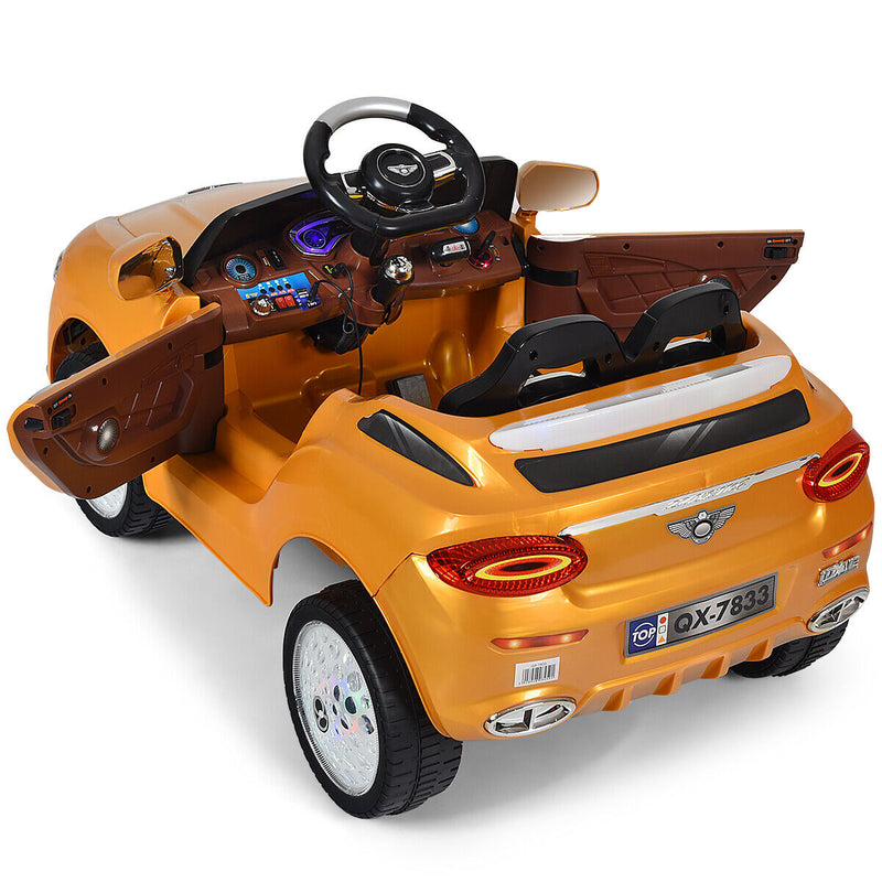 Load image into Gallery viewer, Gold 6V Kids Ride On Car with RC Remote Control, MP3 Player, and Opening Doors
