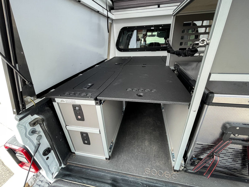 Load image into Gallery viewer, Goose Gear Camper System - Midsize Truck 5Ft. and 6 Ft. Bed - Driver Side Rear Double Drawer Module
