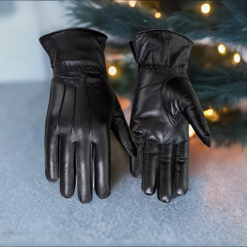 Load image into Gallery viewer, Ladies Warm Winter Dress And Work Gloves, Thermal Lining, Genuine Black Leather
