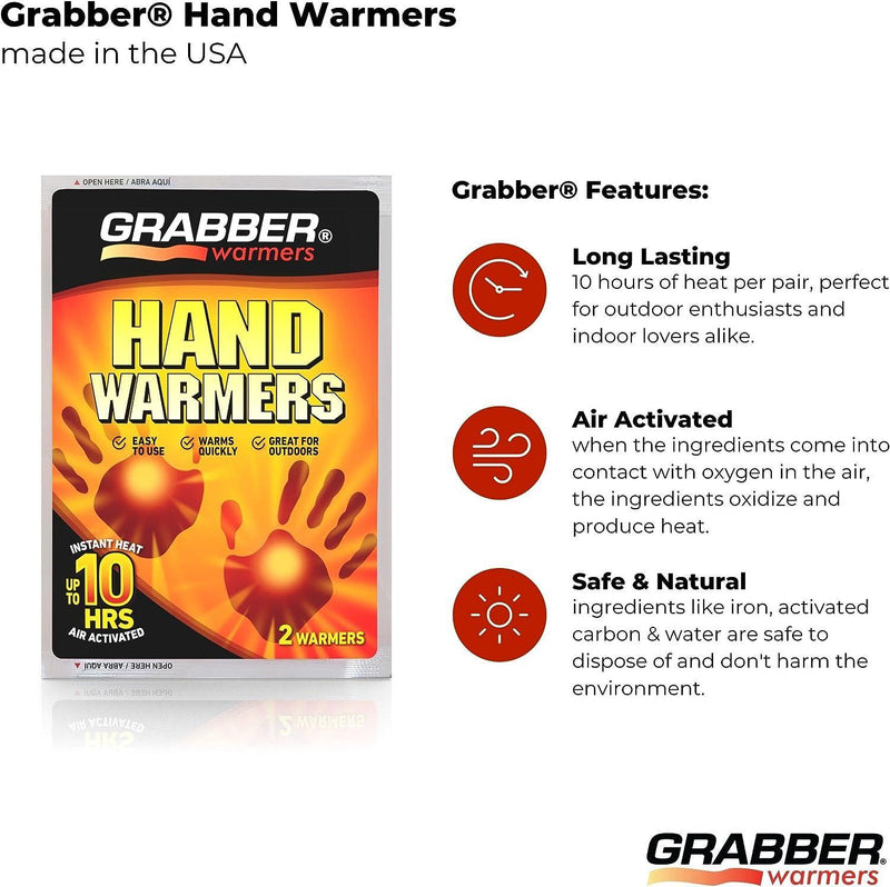 Load image into Gallery viewer, Grabber Hand Warmers - Long Lasting Safe Natural Odorless Air Activated Warmers - Up to 10 Hours of Heat - 10 Pair Pack
