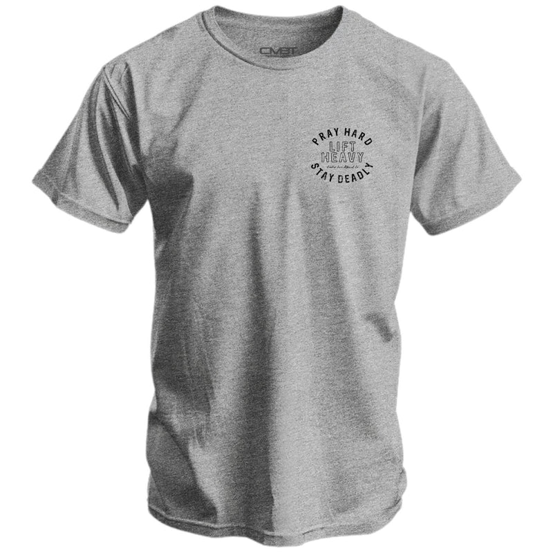 Load image into Gallery viewer, Pray Hard. Lift Heavy. Stay Deadly. Men's T-Shirt
