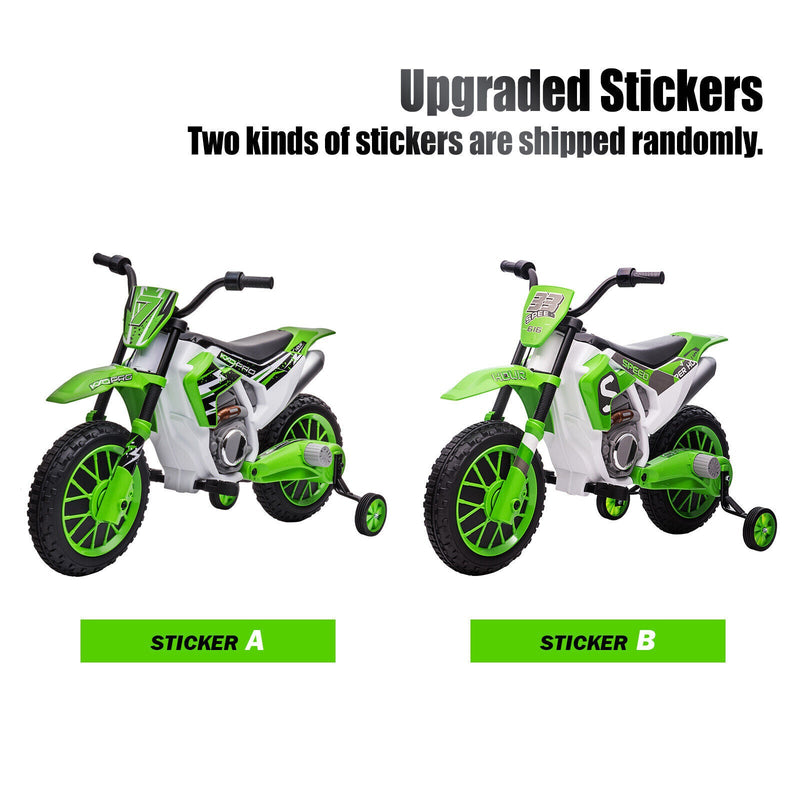 Load image into Gallery viewer, Green 12V Electric Kids Ride-On Motorcycle with Training Wheels
