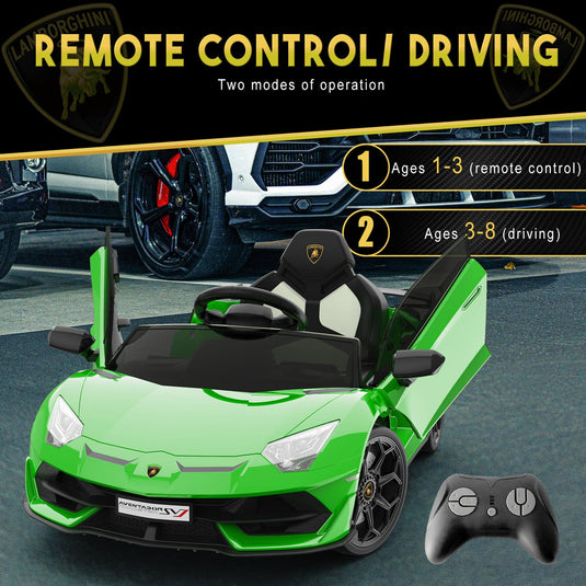 Green 12V Electric Ride On Car for Kids with Remote Control and Rechargeable Battery
