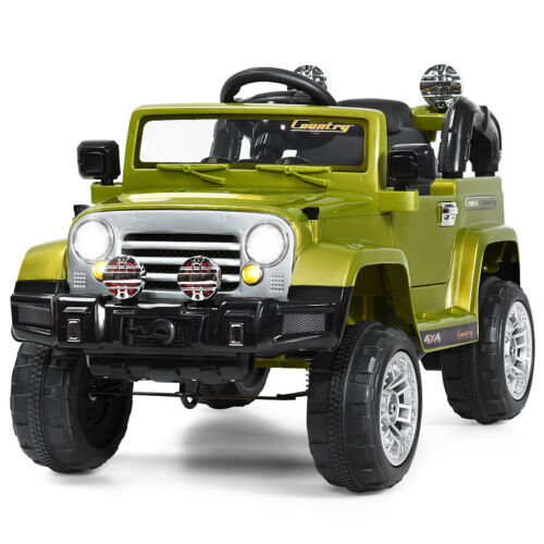Green 12V Kids Ride On Truck Car with RC Remote, Lights, and MP3 Player - Perfect Toy Gift