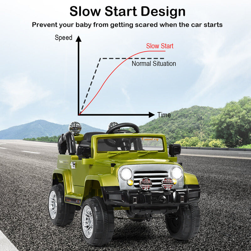 Load image into Gallery viewer, Green 12V Kids Ride On Truck Car with RC Remote, Lights, and MP3 Player - Perfect Toy Gift
