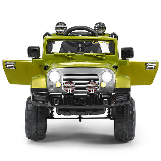 Green 12V Kids Ride On Truck Car with RC Remote, Lights, and MP3 Player - Perfect Toy Gift