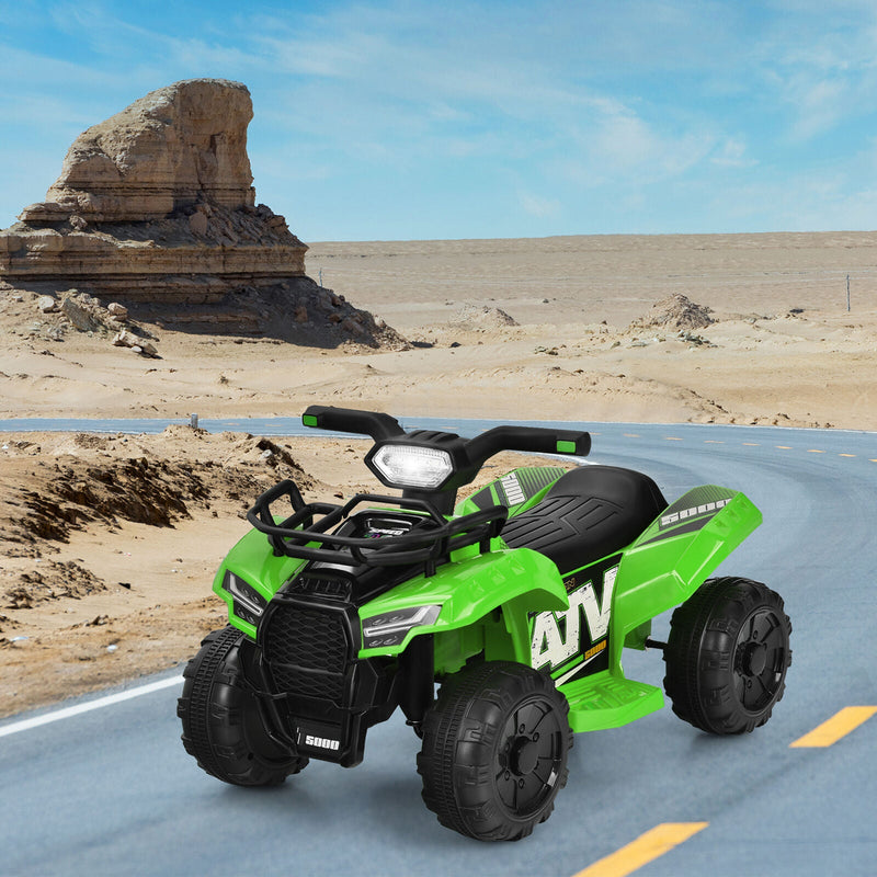 Load image into Gallery viewer, Green 6V ATV Quad Ride-On Car for Kids with Music, Horn, and LED Lights
